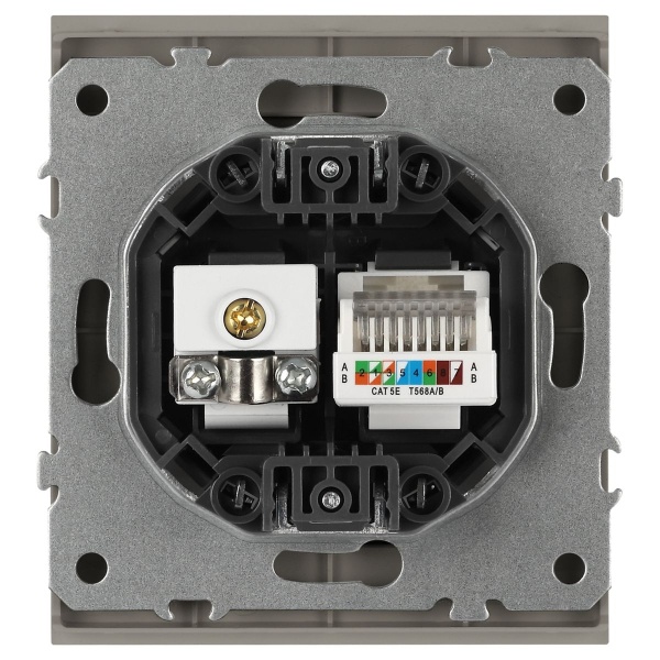 Розетка ЭРА Arktik 16-3110-07 комбинированная RJ45+TV титан Б0070500