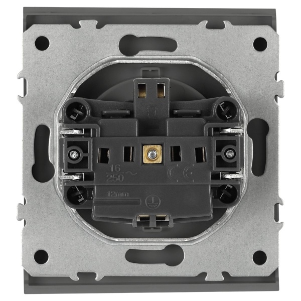 Розетка ЭРА Arktik 16-2102-06 с заземлением 2P+E Schuko со шторками 16А-250В графит Б0070429