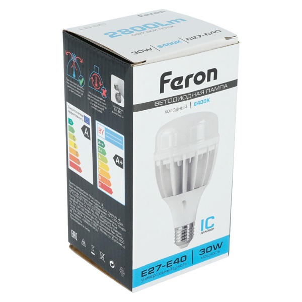 Лампа светодиодная Feron E27-E40 30W 6400K матовая LB-65 25537
