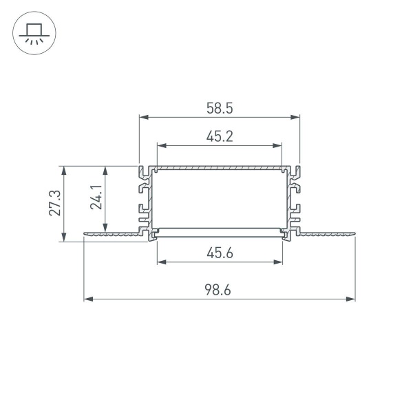 Профиль встраиваемый Arlight Fantom-Bent-W49-Side-2000 Anod 046423
