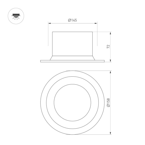 Встраиваемый светодиодный светильник Arlight MS-Drop-Built-R158-30W Warm3000 041497