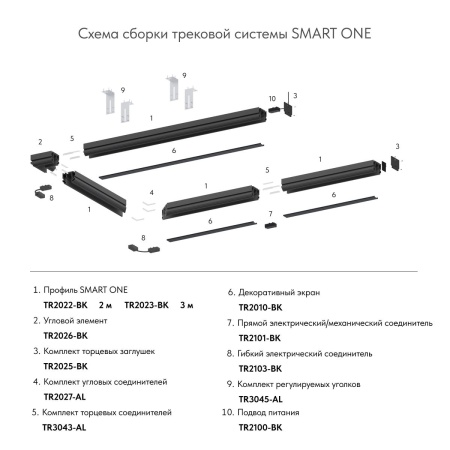 Шинопровод Denkirs Smart One TR2022-BK