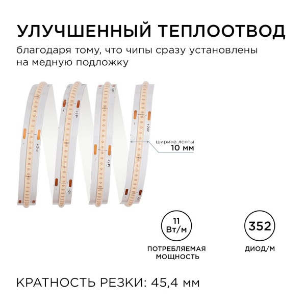 Светодиодная лента Apeyron 11W/m 352LED/m COB фиолетовый 5M 192ОО