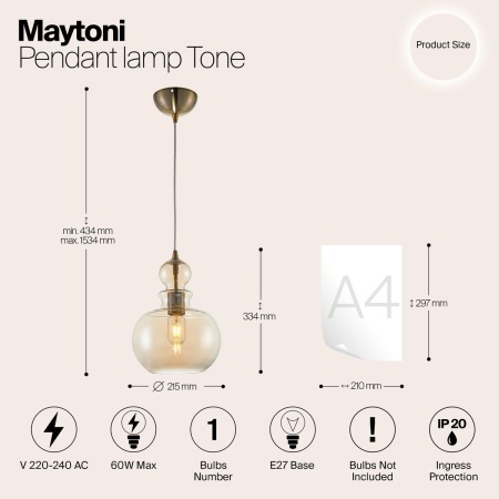 Подвесной светильник Maytoni Tone P003PL-01BZ