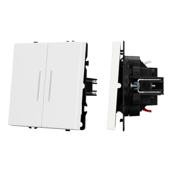 Механизм выключателя двухклавишный проходной LED SWT-NOBE-MKP2-SFPL-L-WH (230V, 10A) Arlight 054240