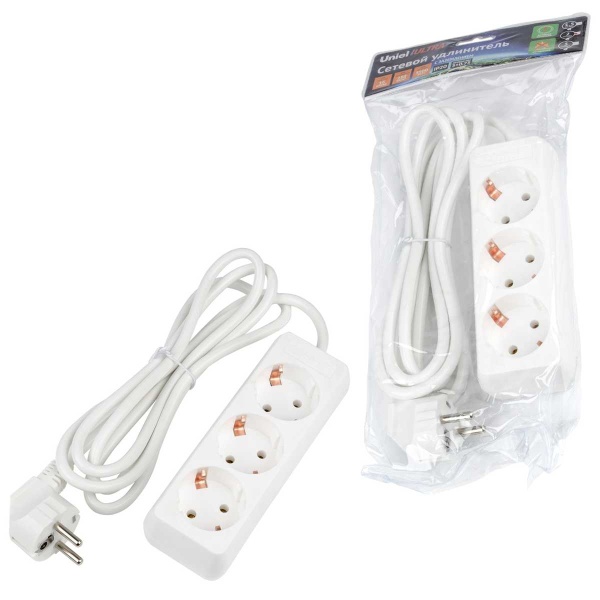 Удлинитель Uniel Ultra 3гн х 2м с/з S-GCU3-2 White UL-00010000