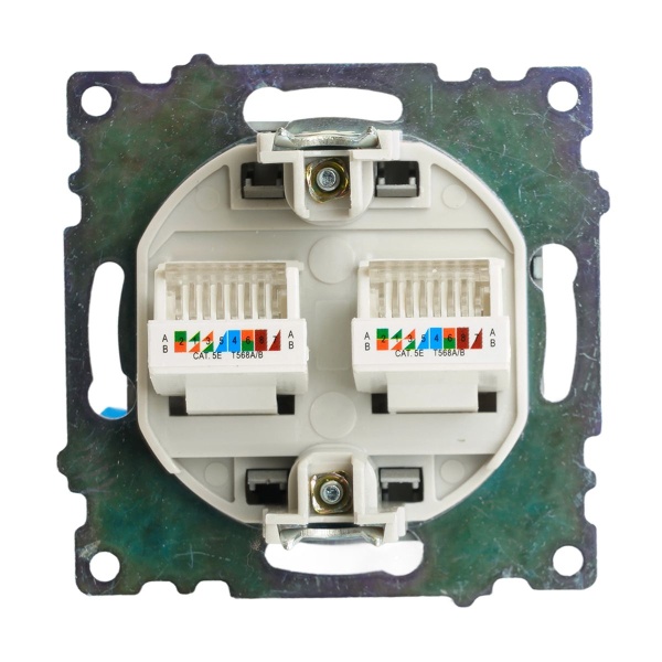 Розетка компьютерная 2-местная RJ-45 (механизм) Stekker GLS00-7109-06 Катрин, графит 50008