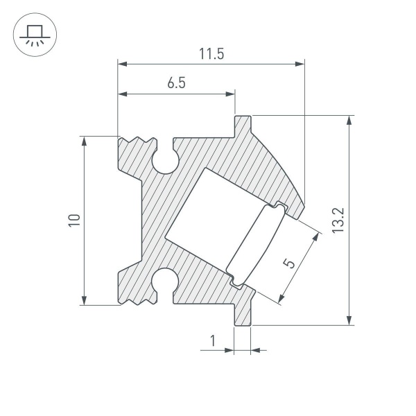 Профиль встраиваемый Arlight SL-Bevel-H12-F13-2000 Anod Iron Grey 045329