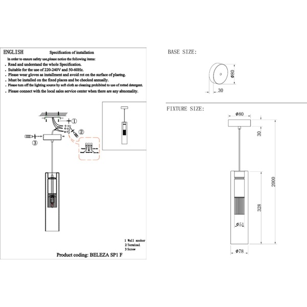 Подвесной светильник Crystal Lux Beleza SP1 F Chrome