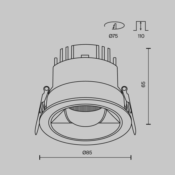 Встраиваемый светильник Maytoni Technical DL100-12W2.7-3-4K-RD-W
