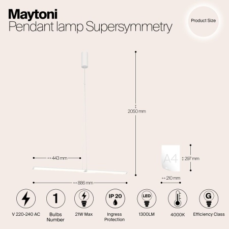 Подвесной светодиодный светильник Maytoni Supersymmetry P096PL-L11WK1
