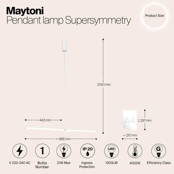 Подвесной светодиодный светильник Maytoni Supersymmetry P096PL-L11WK1