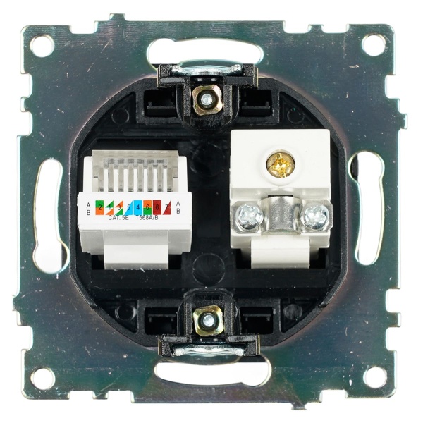 Розетка телевизионная TV + компьютерная RJ-45 Stekker Катрин GLS00-7106-05 черная 49182