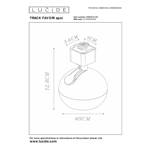 Трековый светильник Lucide FAVORI 09953/01/30
