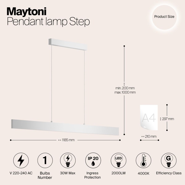 Подвесной светодиодный светильник Maytoni Step P010PL-L30W4K