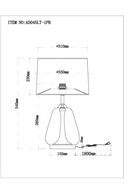 Настольная лампа Arte Lamp Pleione A5045LT-1PB