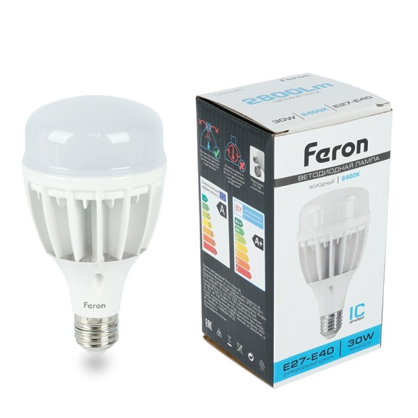 Лампа светодиодная Feron E27-E40 30W 6400K матовая LB-65 25537