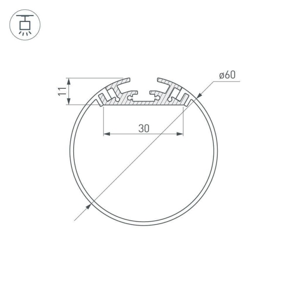 Профиль Arlight SL-ROUND-D60-2000 ANOD 019286
