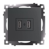Розетка 2хUSB Stekker Катрин графит GLS10-7115-06 49422