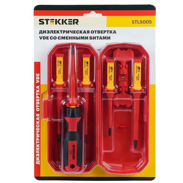 Отвертка VDE со сменными битами до 1000В, 8 предметов STLS005 50409