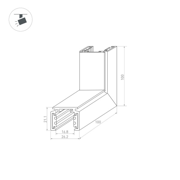 Коннектор L-образный внешний Arlight Mag-Orient-Con-2620-L90-EXT 037326