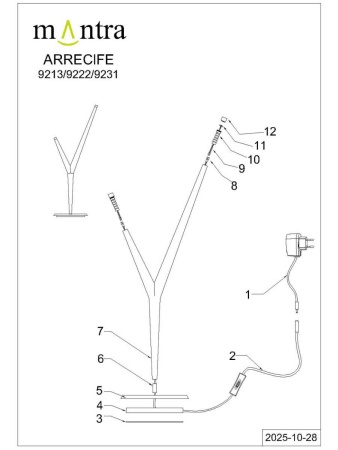 Настольная лампа Mantra Arrecife 9213