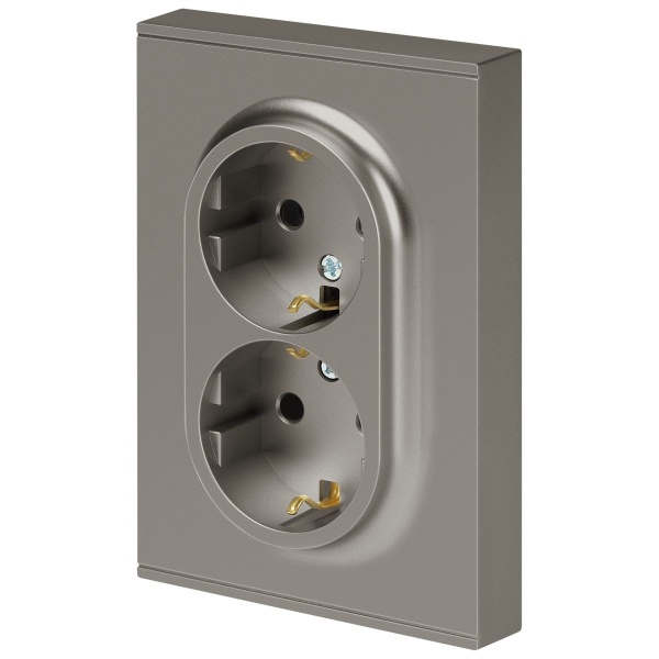 Розетка ЭРА Arktik 16-2104-07 двойная с заземлением 2X2P+E Schuko 16А-250В титан Б0070450