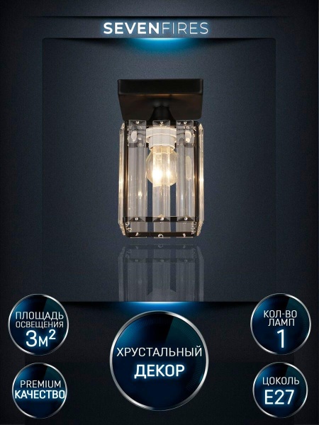 Потолочный светильник Seven Fires Netta WD3519/1C-BK-CL