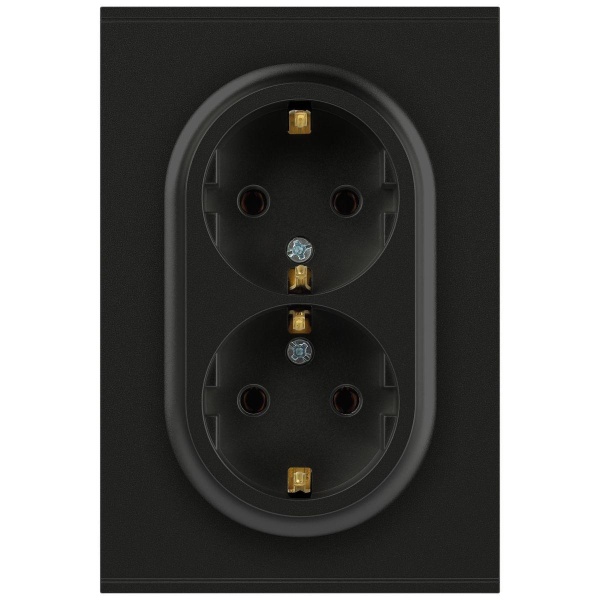 Розетка ЭРА Arktik 16-2105-05 двойная с заземлением 2X2P+E Schuko со шторками 16А-250В антрацит Б0070458
