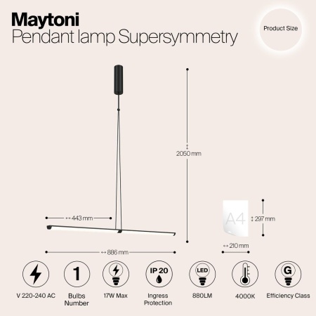 Подвесной светодиодный светильник Maytoni Supersymmetry P096PL-L11BK
