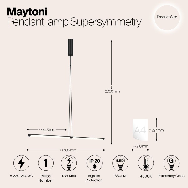 Подвесной светодиодный светильник Maytoni Supersymmetry P096PL-L11BK
