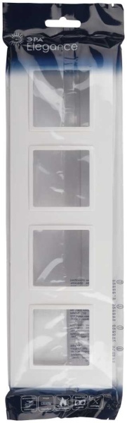 Рамка для розеток и выключателей ЭРА Elegance 14-5014-01 Classic, на 4 поста, белый Б0060586