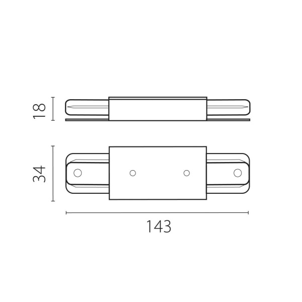 Питание центральное короткое (143mm) для трека 50202X(-T), 50203X(-T) Lightstar Barra 502187-1