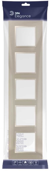 Рамка для розеток и выключателей ЭРА Elegance 14-5015-04 Classic, на 5 постов, шампань Б0060594