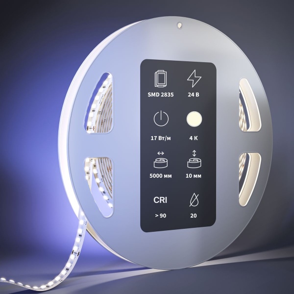 Светодиодная лента Maytoni 17W/m 168LED/m 2835SMD дневной белый 5M 201059