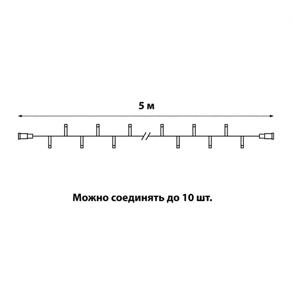 Светодиодная гирлянда Uniel без вилки белый ULD-F90PRO S5M-050/TWK WH UL-00013247