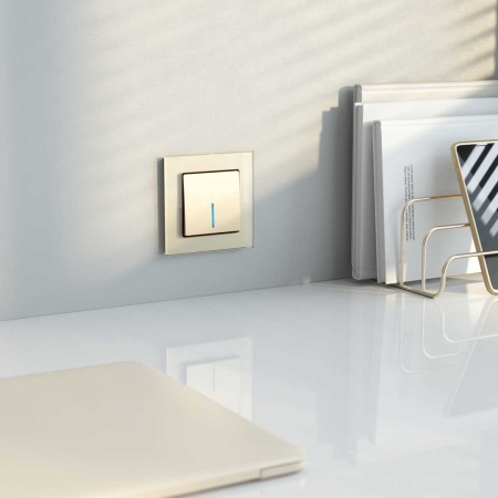 Выключатель Werkel одноклавишный проходной с подсветкой шампань W1112111 4690389157110