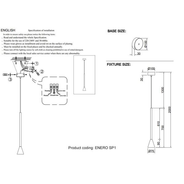 Подвесной светильник Crystal Lux Enero SP1 Chrome