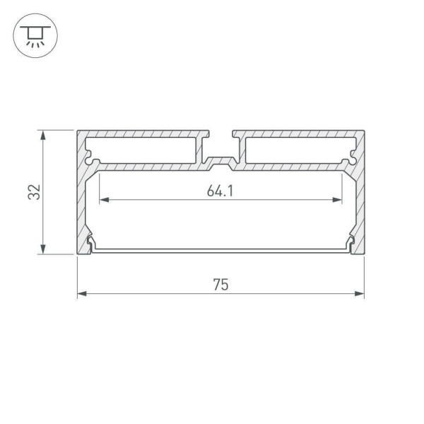 Профиль с рассеивателем Arlight SL-LINE-7532-2000 ANOD 028033