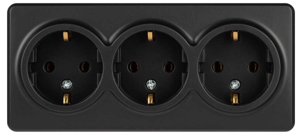 Розетка ЭРА Эксперт 11-2208-05 тройная с заземлением 3х2P+E Schuko IP20 16A-250В ОУ антрацит Б0063007