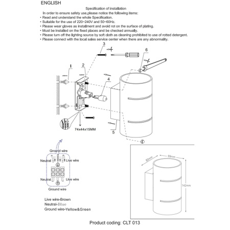 Настенный светильник Crystal Lux CLT 013 BL