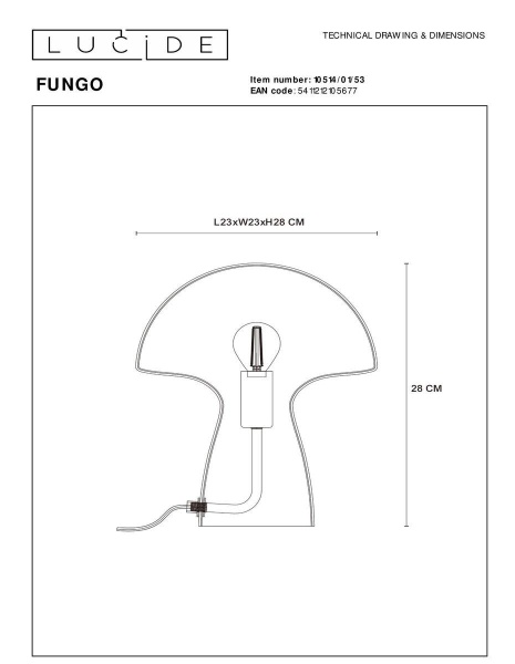 Настольная лампа Lucide Fungo 10514/01/53