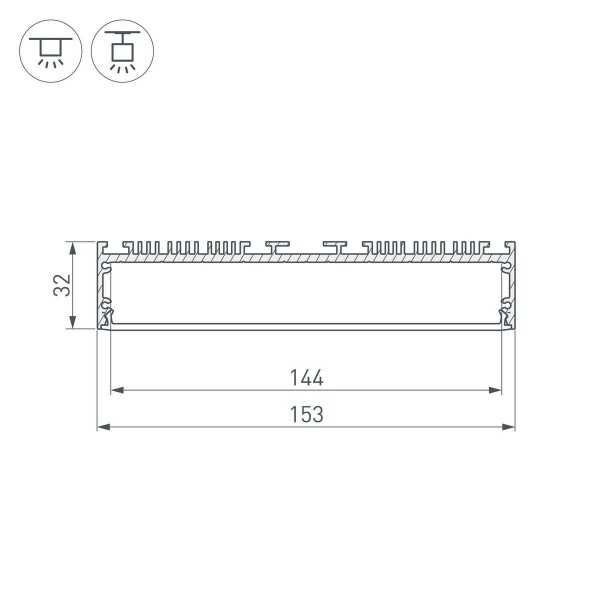 Профиль Arlight ARH-Power-W150-2000 Anod 036368
