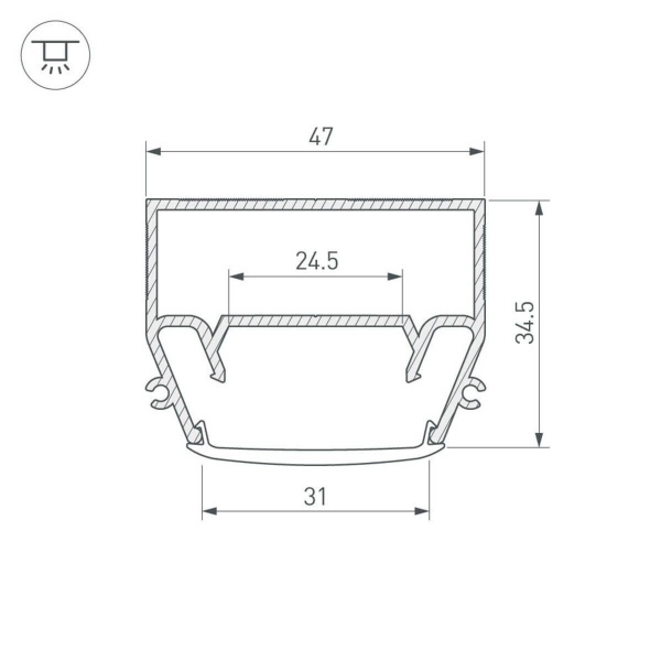 Профиль Arlight STRETCH-S-35-CEIL-CENTER-2000 GAMMA35 040699
