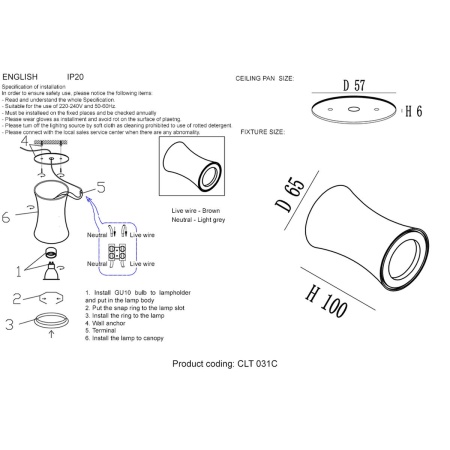 Потолочный светильник Crystal Lux CLT 031С WH