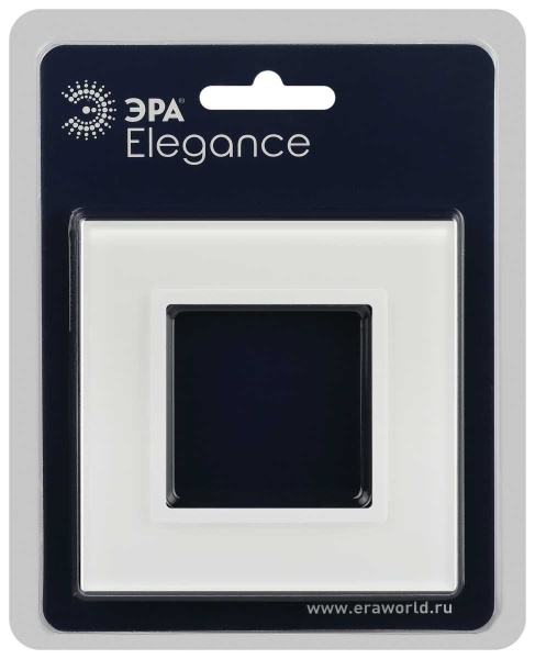 Рамка для розеток и выключателей ЭРА Elegance 14-5101-01М на 1 пост, стекло, белый матовый+бел. Б0065832