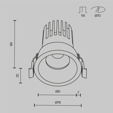 Встраиваемый светильник Maytoni Technical DL117-15W-3K-B