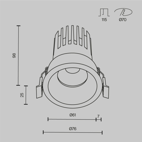 Встраиваемый светильник Maytoni Technical DL117-15W-3K-B