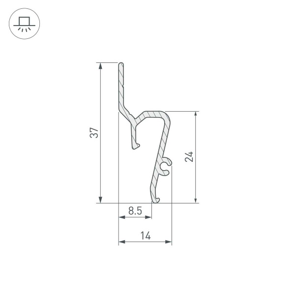 Профиль Arlight Stretch-Shadow-Tech-Vent-2000 Black 041160