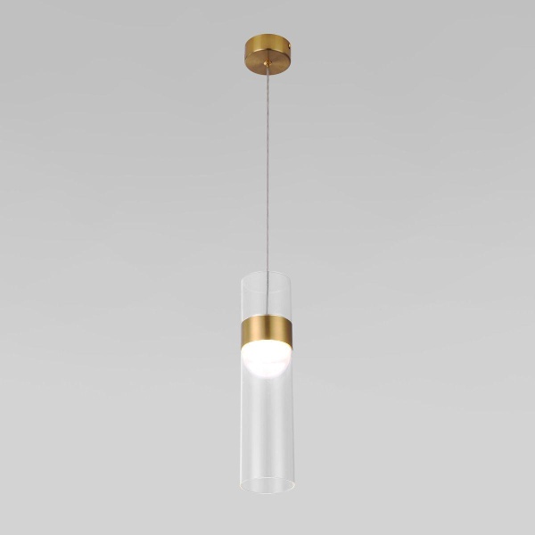 Подвесной светодиодный светильник Eurosvet Lumen 50244/1 Led латунь/прозрачный